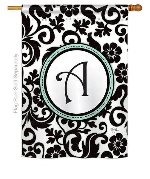 Damask A Monogram House Flag