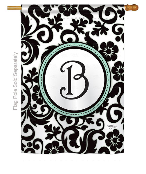 Damask B Monogram House Flag