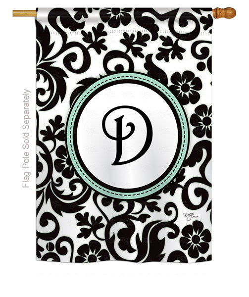 Damask D Monogram House Flag