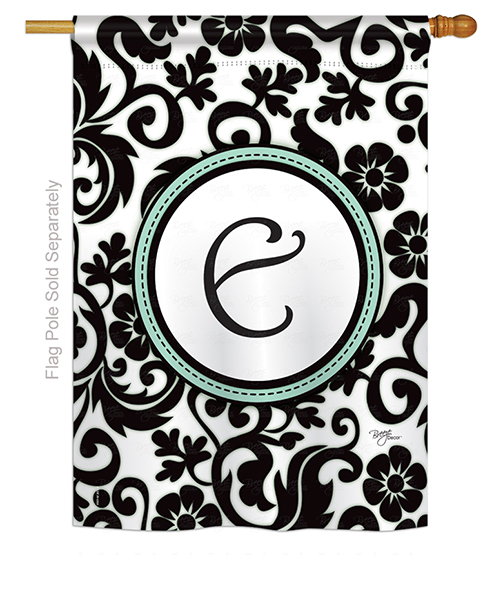 Damask E Monogram House Flag