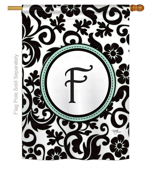 Damask F Monogram House Flag