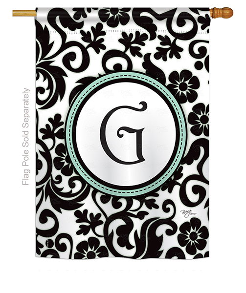 Damask G Monogram House Flag