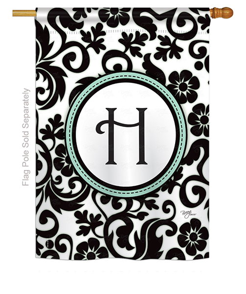 Damask H Monogram House Flag