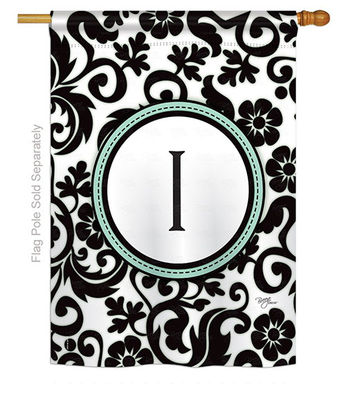 Damask I Monogram House Flag