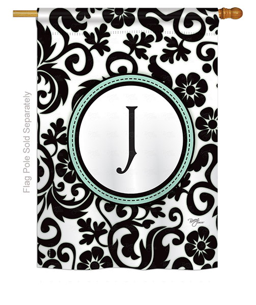 Damask J Monogram House Flag