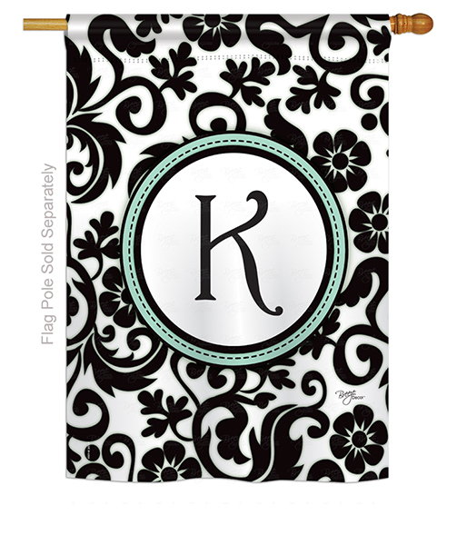 Damask K Monogram House Flag