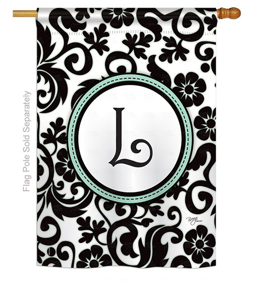 Damask L Monogram House Flag