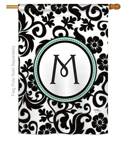 Damask M Monogram House Flag