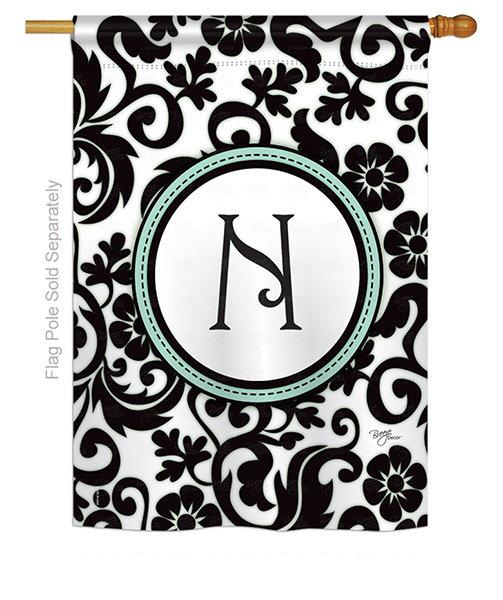 Damask N Monogram House Flag