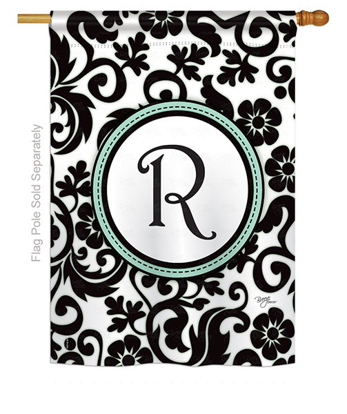 Damask R Monogram House Flag