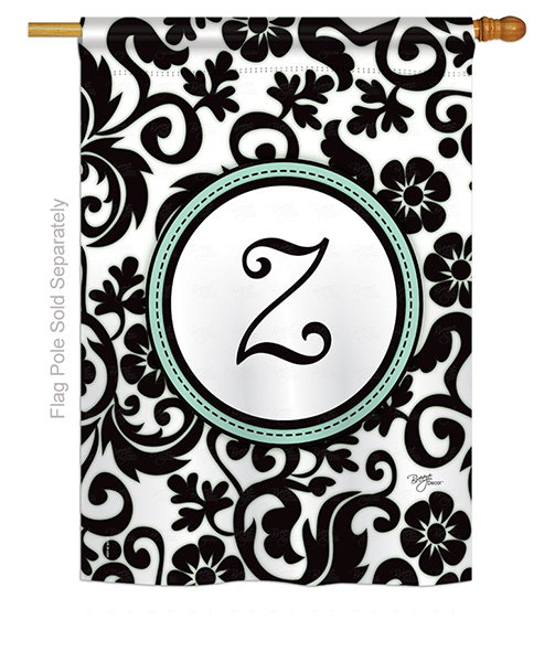 Damask Z Monogram House Flag