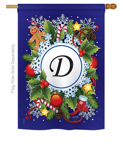 Winter D Monogram House Flag