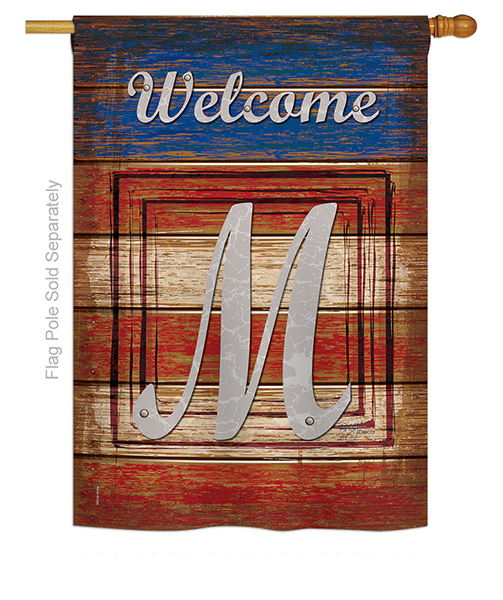 Patriotic M Monogram House Flag