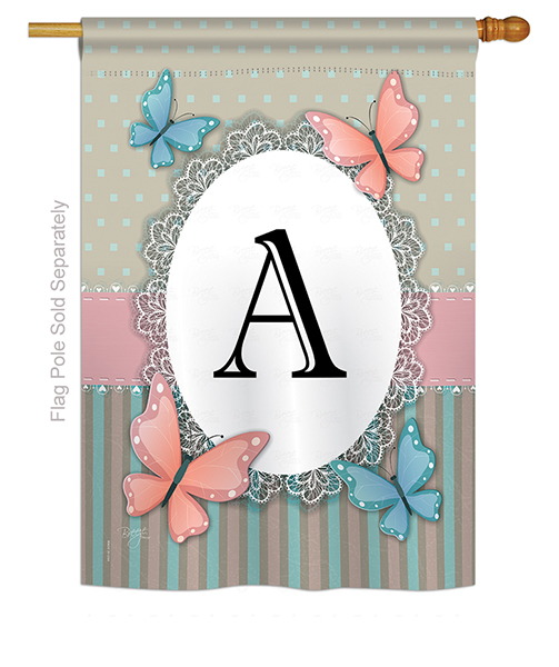 Butterflies A Monogram House Flag