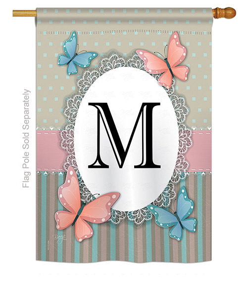 Butterflies M Monogram House Flag