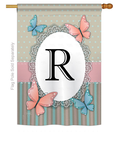 Butterflies R Monogram House Flag