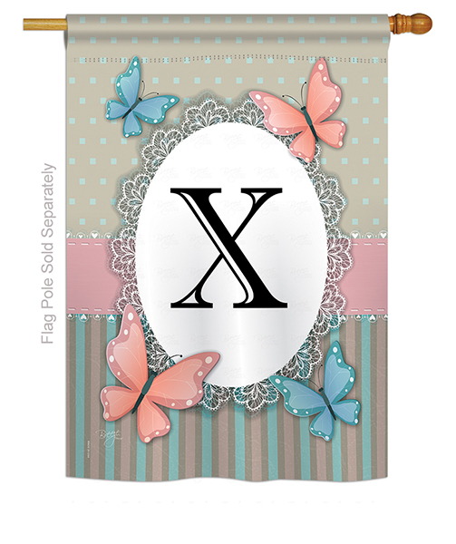 Butterflies X Monogram House Flag