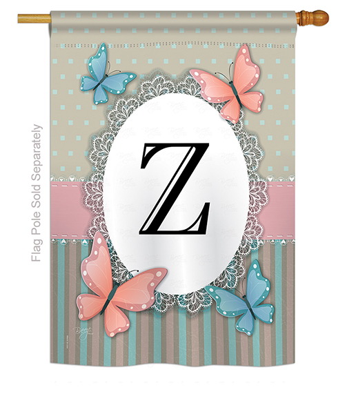 Butterflies Z Monogram House Flag