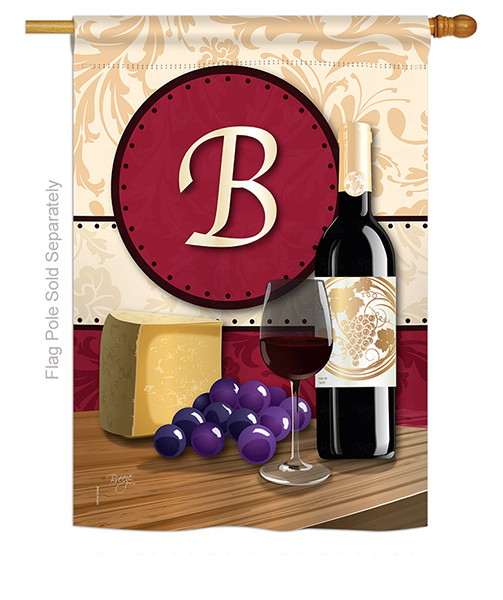 Wine B Monogram House Flag