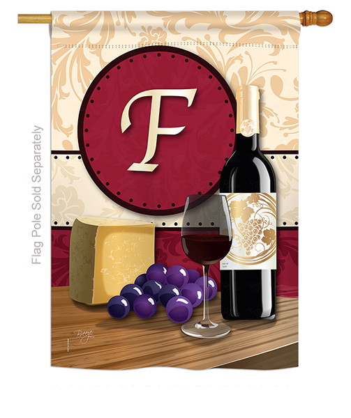 Wine F Monogram House Flag