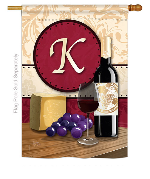 Wine K Monogram House Flag