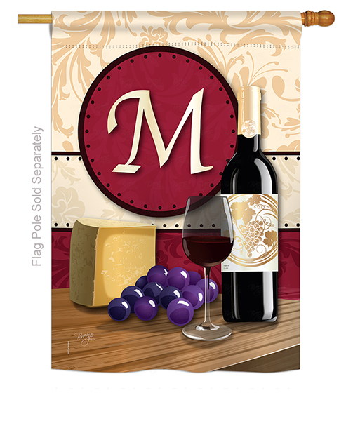 Wine M Monogram House Flag