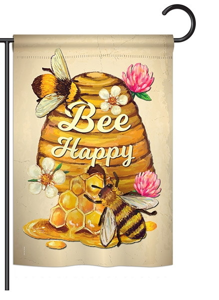 Bee Happy Beehive Garden Flag