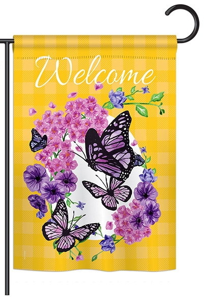 Welcome Butterflies Bouquet Garden Flag