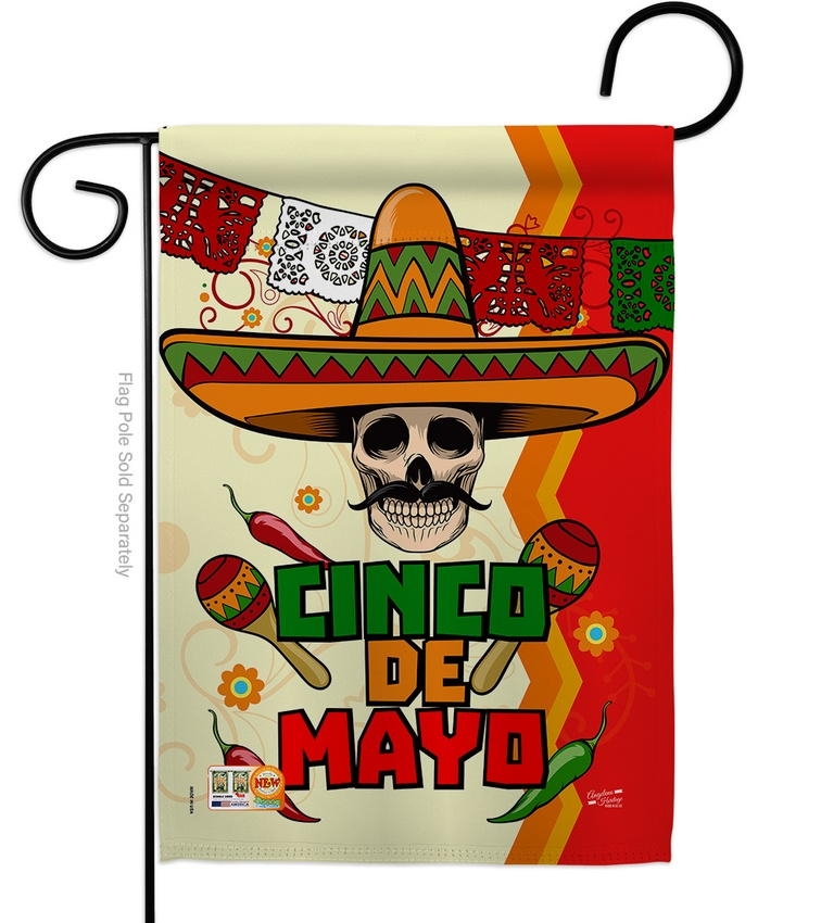 Calavera Cinco de Mayo Garden Flag