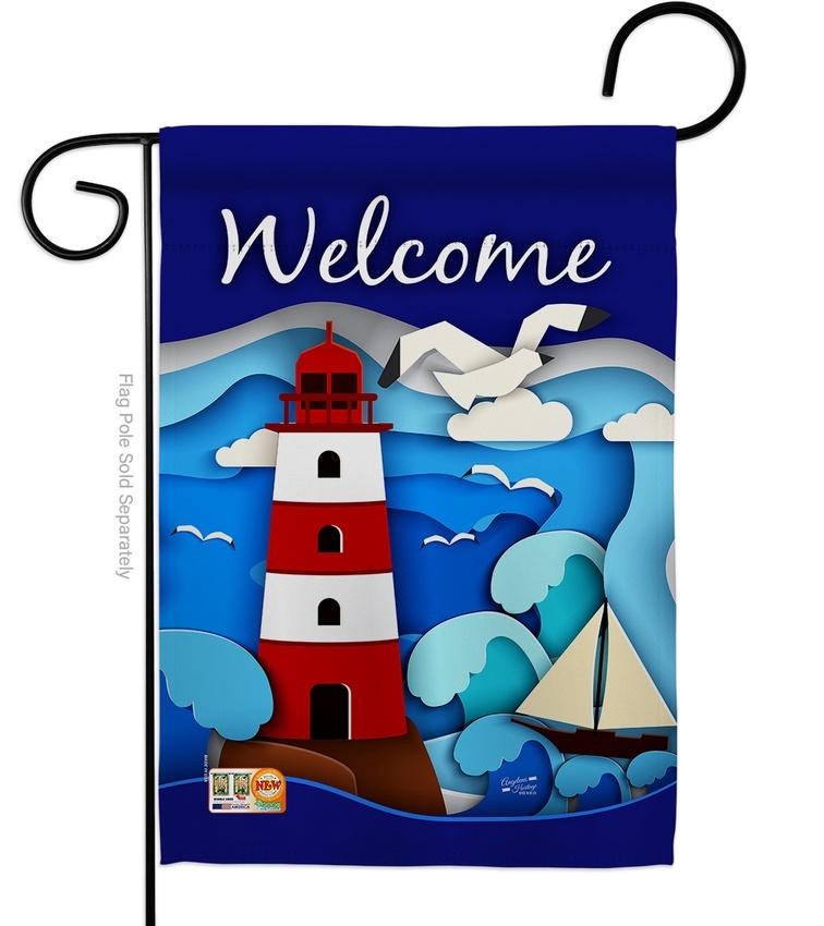 Welcome Red Lighthouse Garden Flag