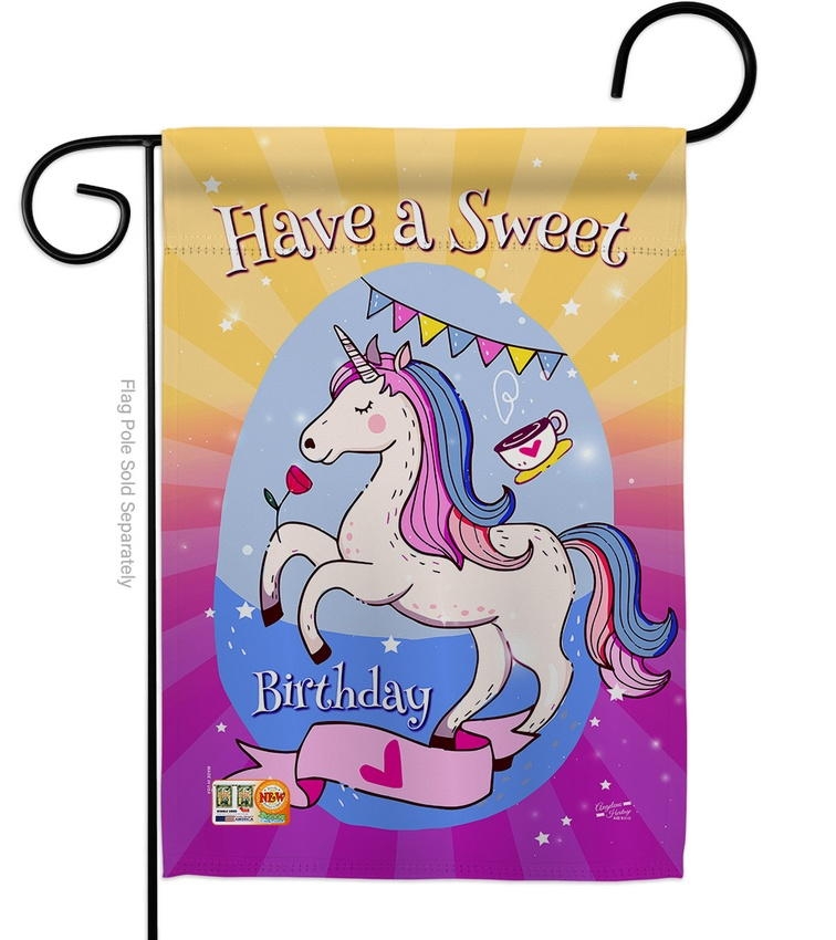 Unicorn Sweet Birthday Garden Flag