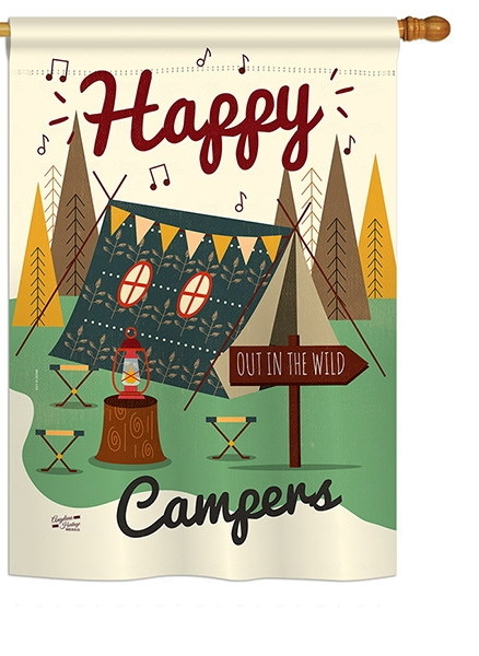 Happy Campers Out in the Wild House Flag