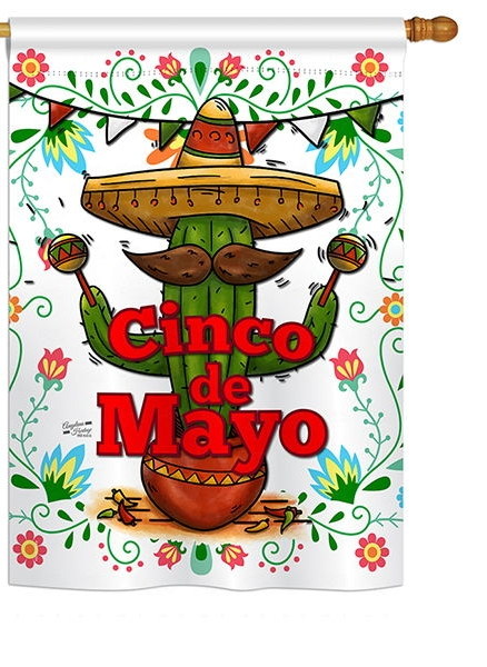 Cinco de Mayo Cactus House Flag