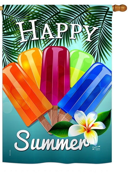 Happy Summer Pop House Flag