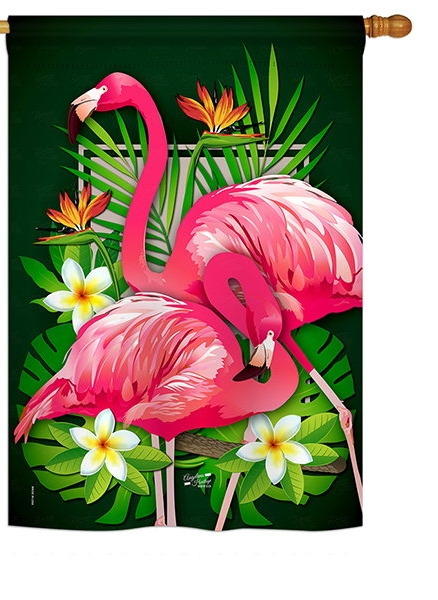Tropical Flamingo House Flag