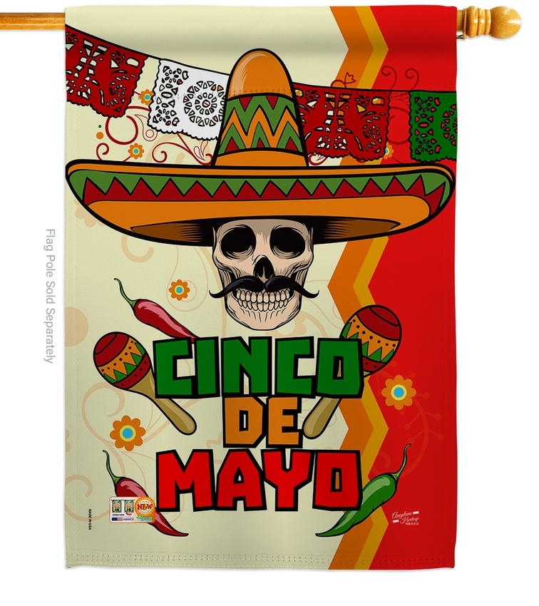 Calavera Cinco de Mayo House Flag