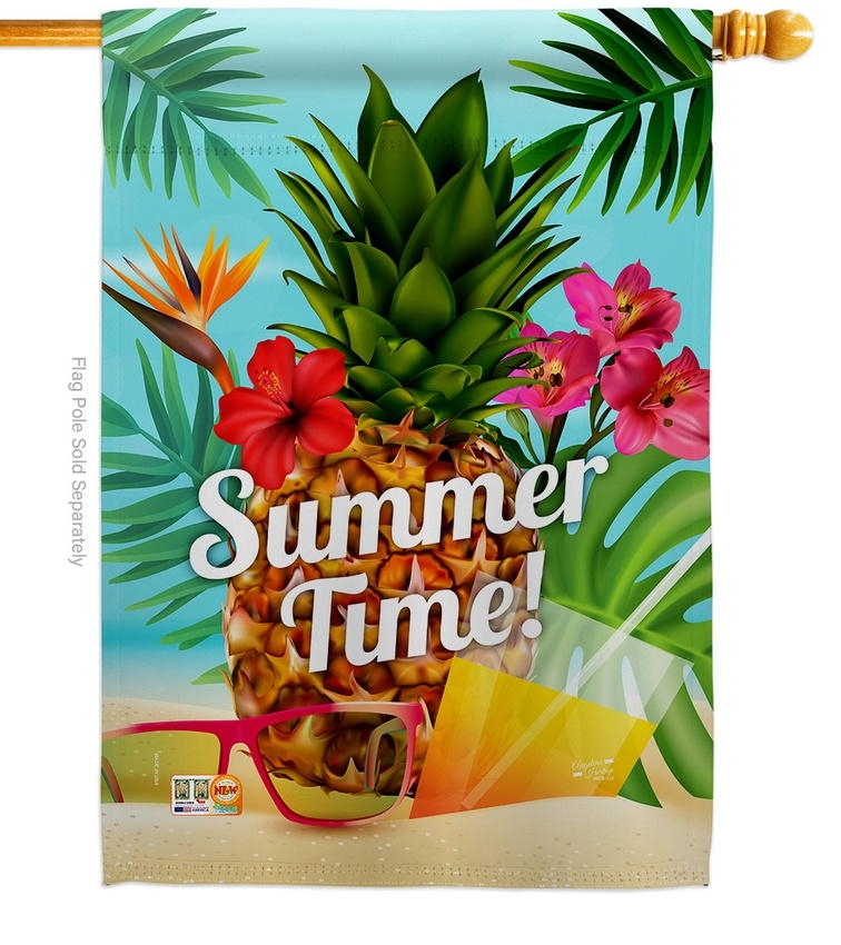 Summer Beach Time House Flag