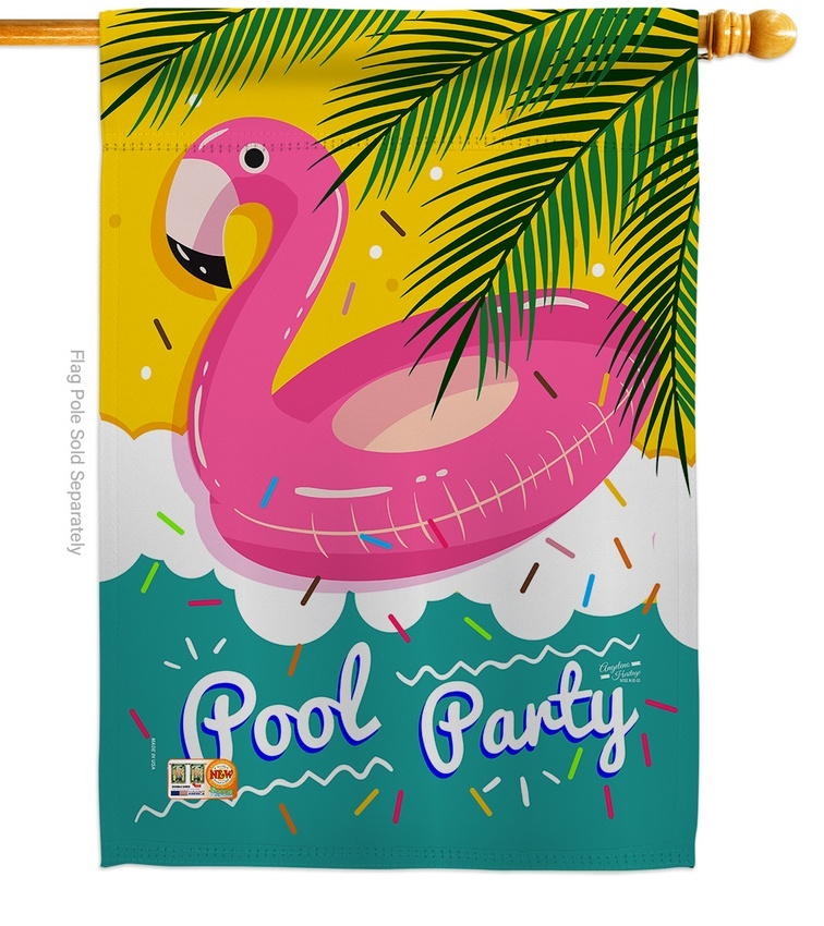 Summer Pool Party House Flag