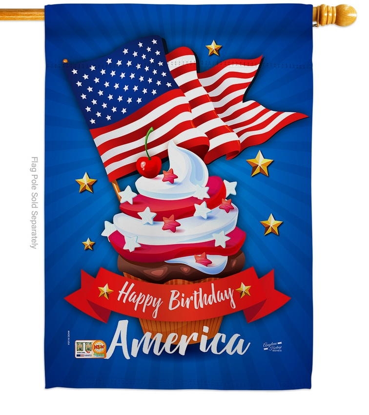 Happy Birthday America Decorative House Flag