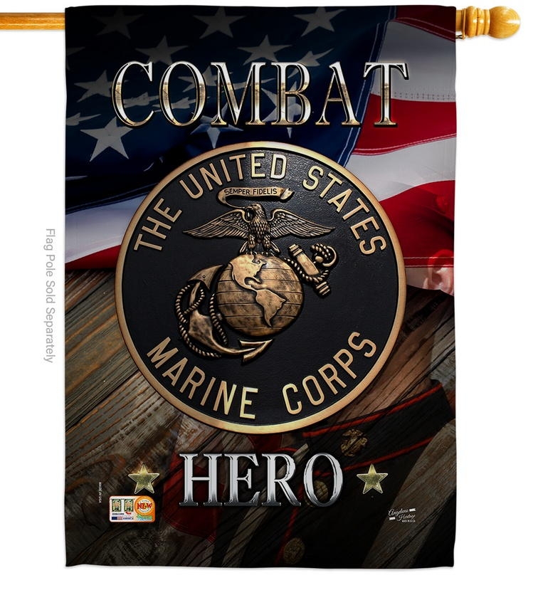 Marine Combat Hero House Flag