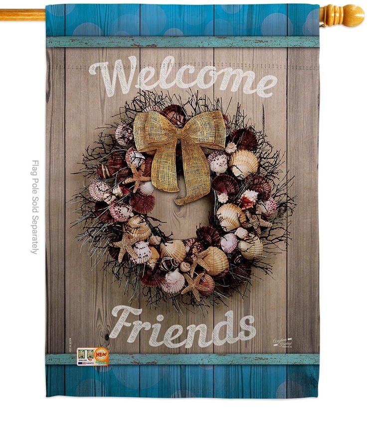 Welcome Breeze Wreath House Flag