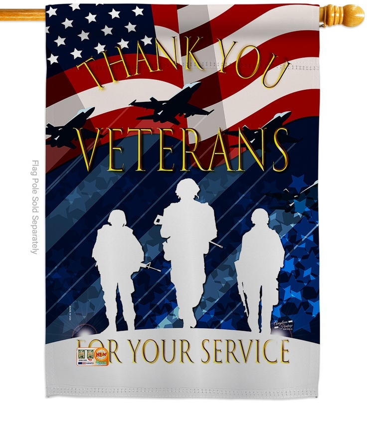 Thank You Veterans Decorative House Flag