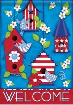 Patriotic Birdhouse Garden Flag