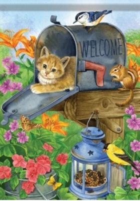 Cat In The Box House Flag