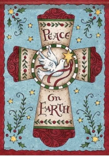 Peace On Earth Cross Garden Flag