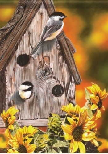 Autumn Chickadees Garden Flag