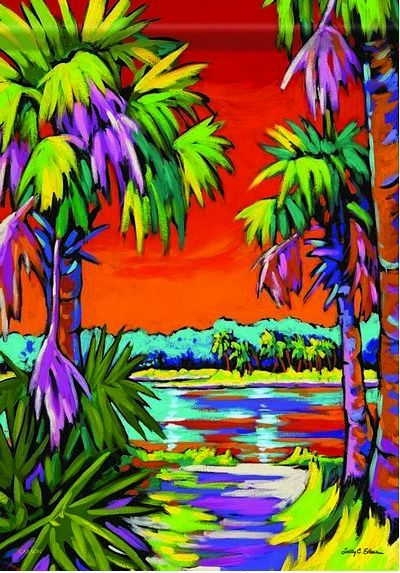 Coastal Sunset House Flag