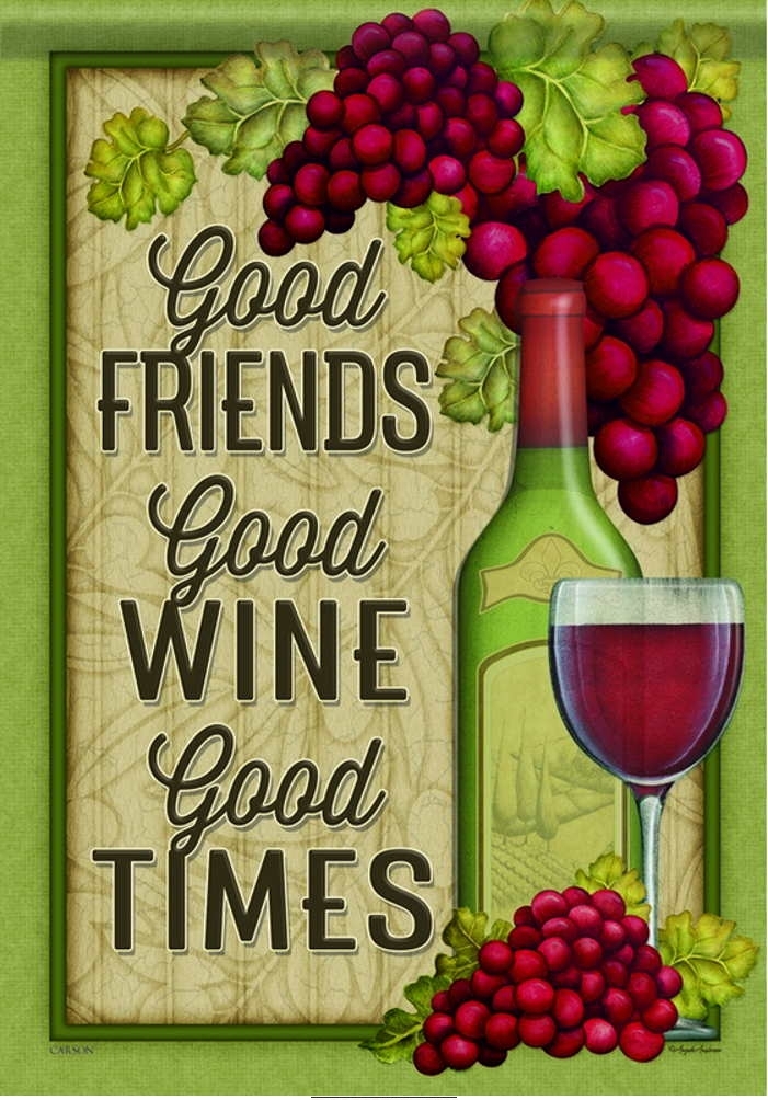Wine Garden Flag Featuring Wine Bottle and Glasses