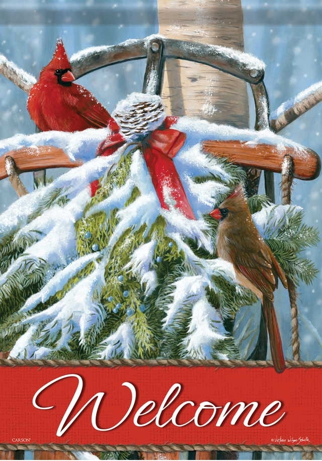 Cardinal Sled House Flag & more garden flags at FlagsForYou.com