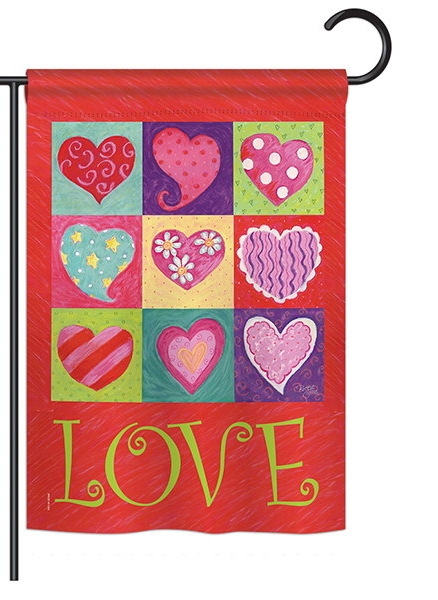 Love Hearts Collage Garden Flag